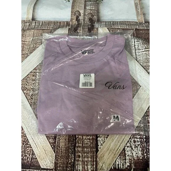 Vans Women's Crop Top T-Shirt Lavender Casual Logo Tee Size Medium Fairycore - Picture 10 of 12